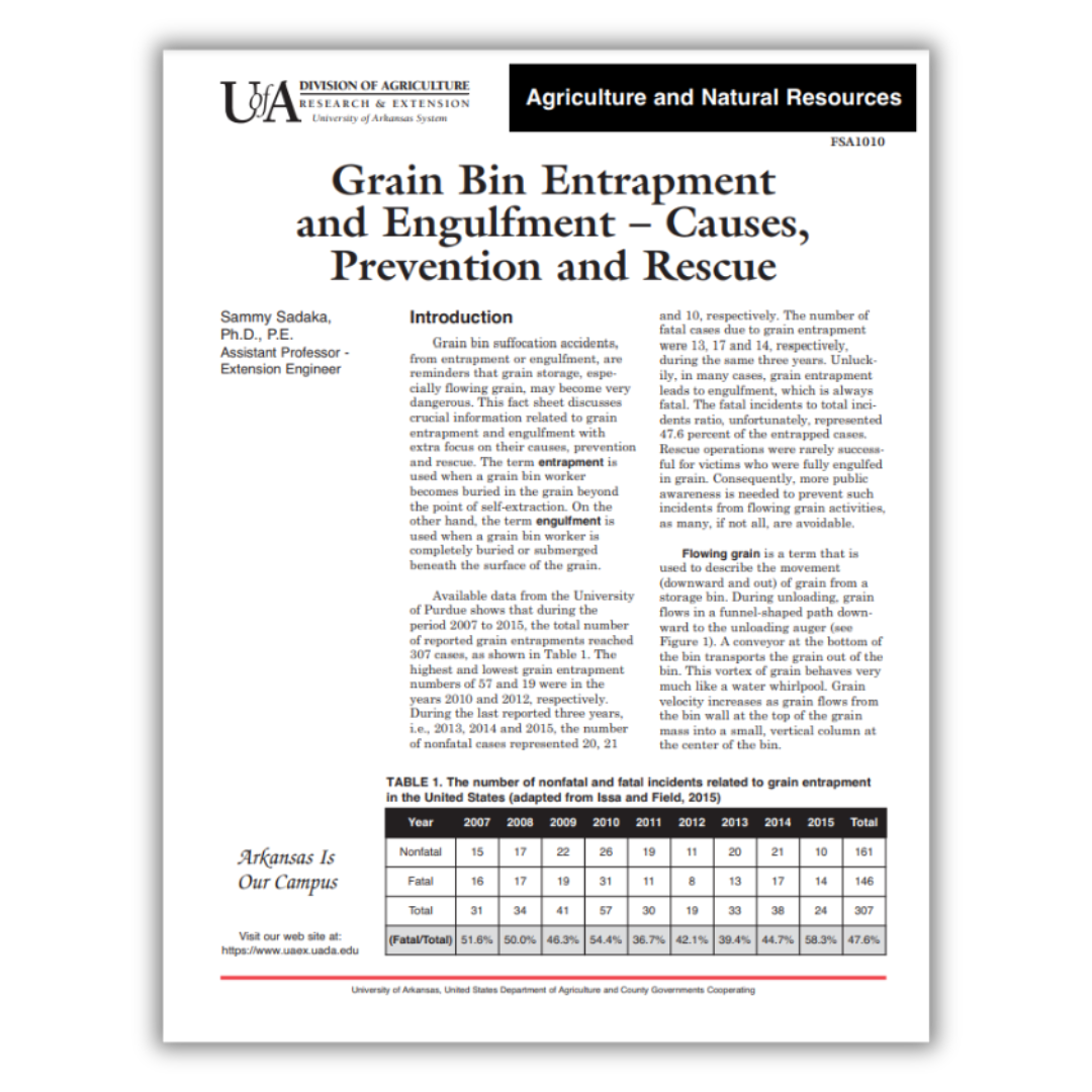 UofA Grain Bin Entrapment and Engulfment Causes, Prevention and Rescue